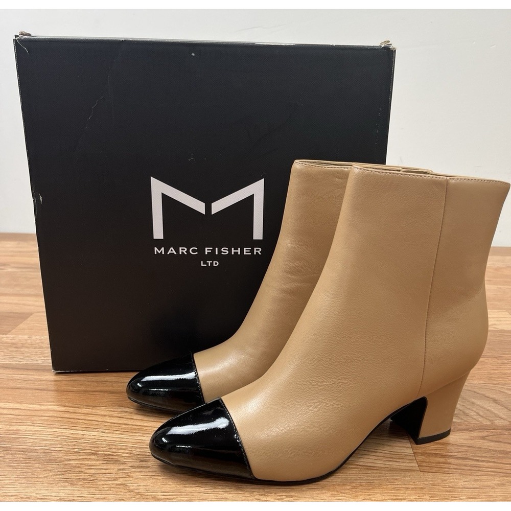 Marc Fisher Aleea Booties Ankle Booties Leather, Light Natural Womens Size 6 NEW